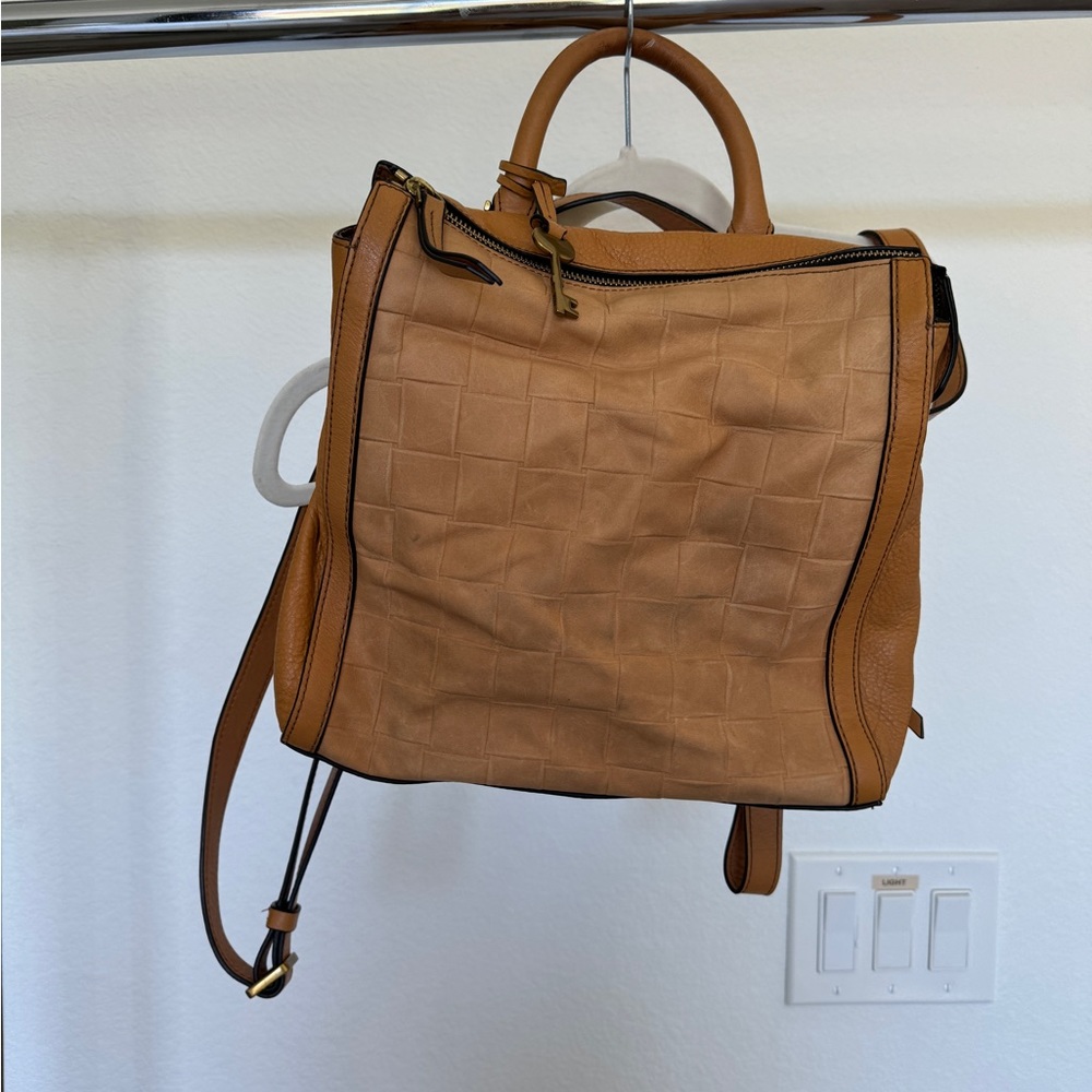 Suede Woven Leather Backpack